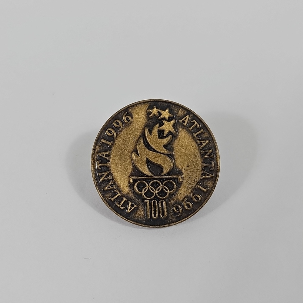 Vintage 1996 Atlanta Olympics Hat Lapel Pin Games Torch Logo Antiqued Gold Tone